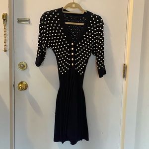 Marc by Marc Jacobs navy crochet mini dress. White beads. Size XS.